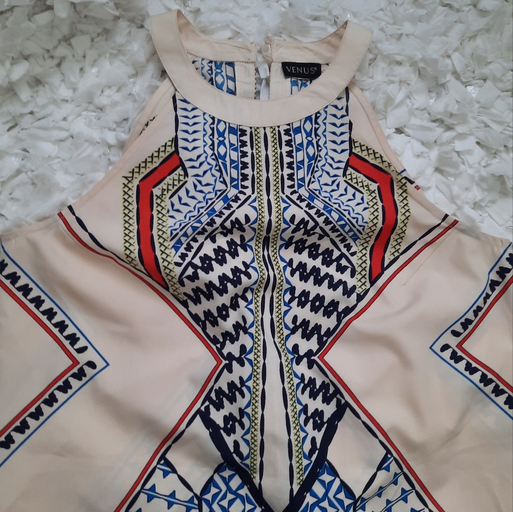 Venus Geometric Print Halter Mini Dress S/M - Picture 3 of 11